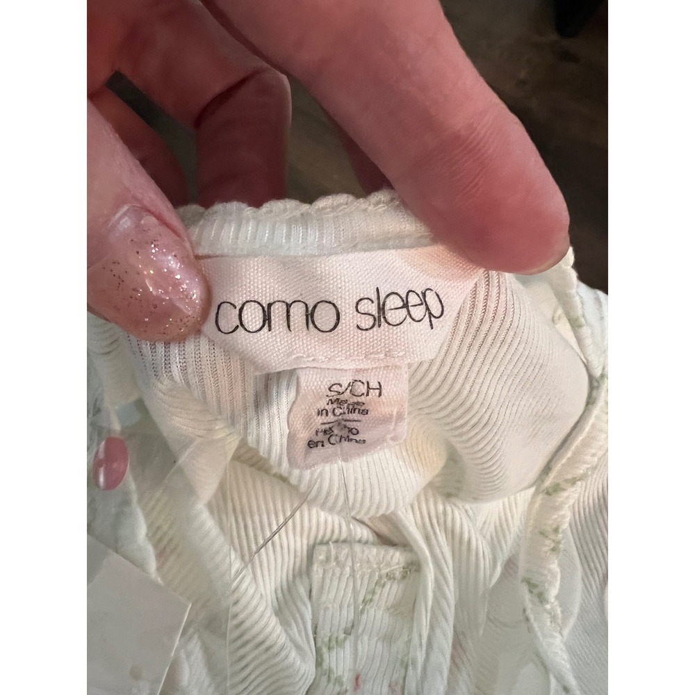 Como Sleep Women 3 Piece Pajama Set Floral Ribbed Cami Shorts Pants White Small - Picture 2 of 4